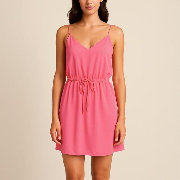 Babaton Aritzia Pink Cinched Waist Mini Dress Size Small - Picture 1 of 6